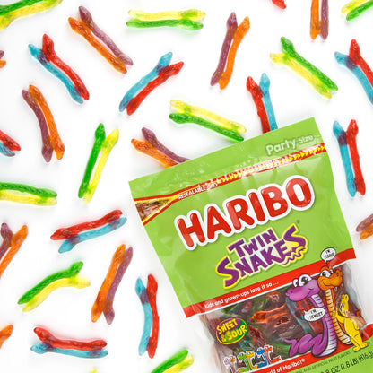 Gomitas HARIBO Twin Snakes Gummies Candy Sweet & Sour. Gomitas de serpiente. (113g)