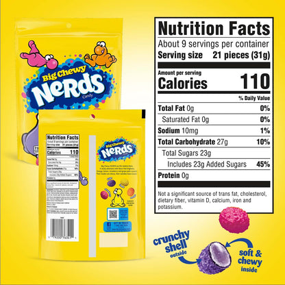 Nerds Big Chewy Crunchy Shell. Nerds Bolsa Amarilla Bolitas crujientes (283g)