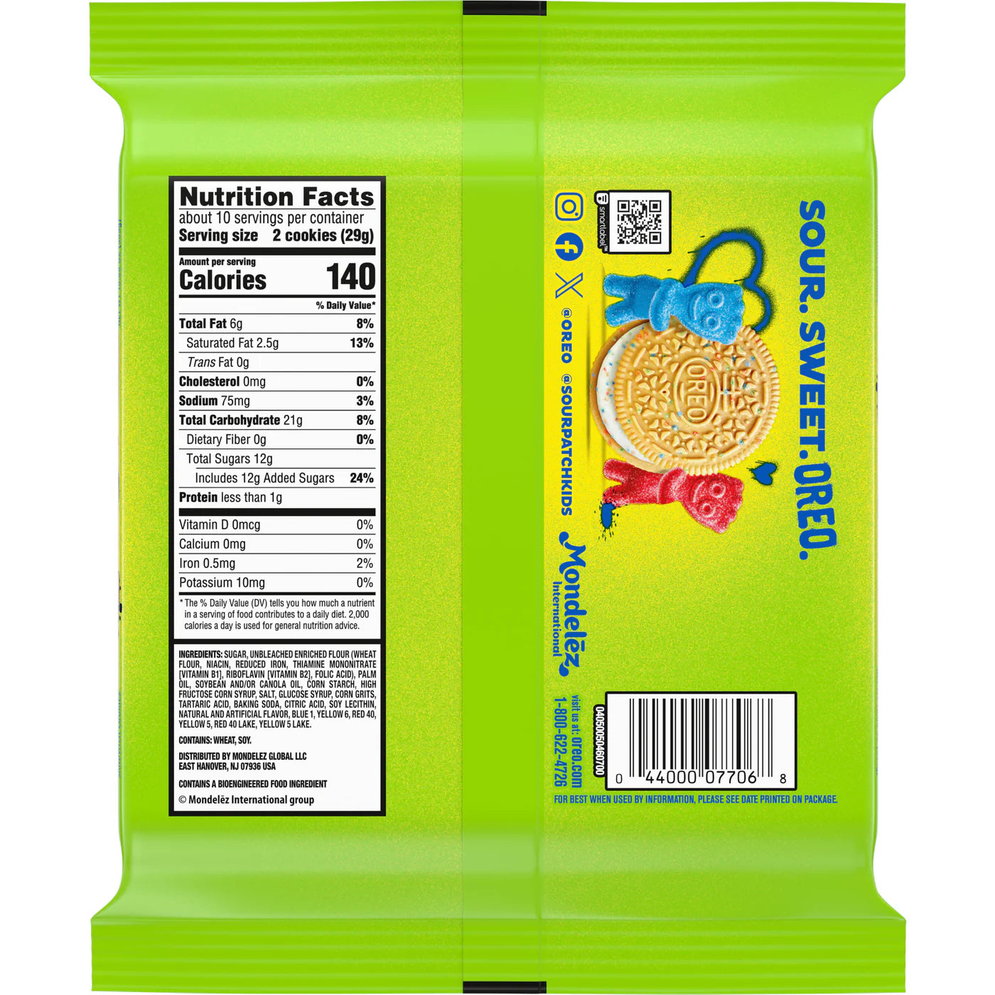 Galletas Oreo Sabor Sour Patch Kids Paquete Familiar 303g